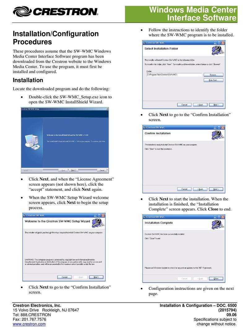 Crestron SW-WMC installation guide