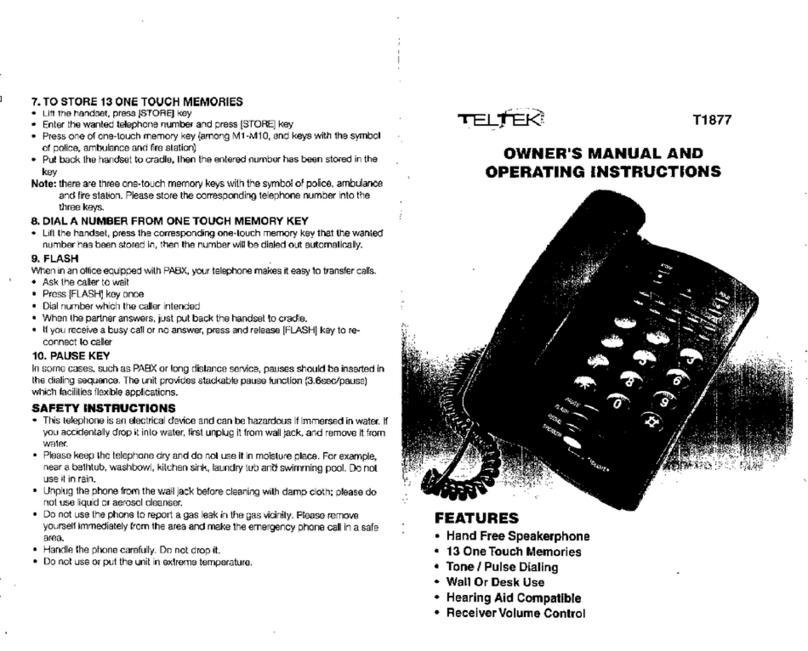 Teltek T1877 Owner's Manual and Operating Instructions