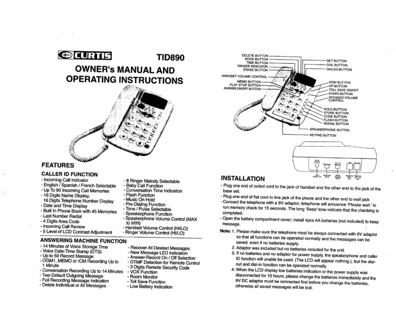 Curtis TID890 Manual