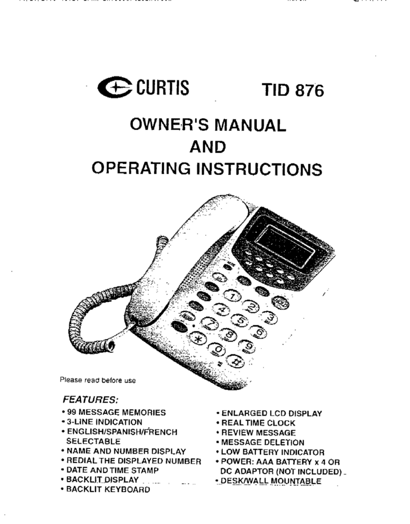 Curtis TID 876 Manual
