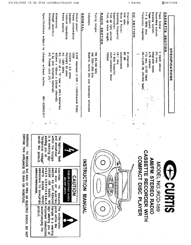 Curtis RCD169 User manual Curtis RCD169 User manual