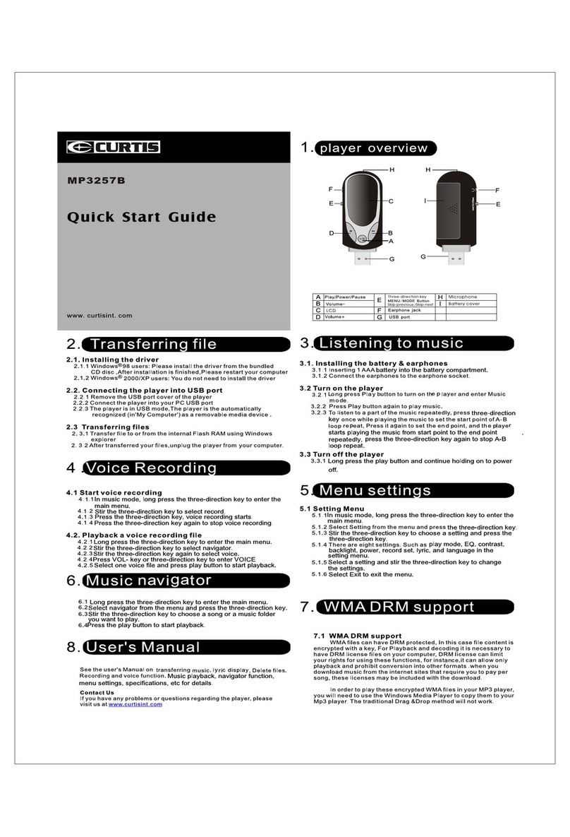 Curtis MP3257B quick start guide