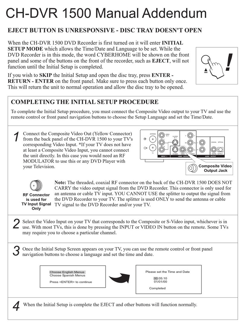 CyberHome DVR 1500 Manual addendum