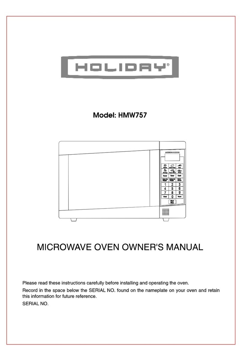 Curtis Holiday HMW757 owner's manual