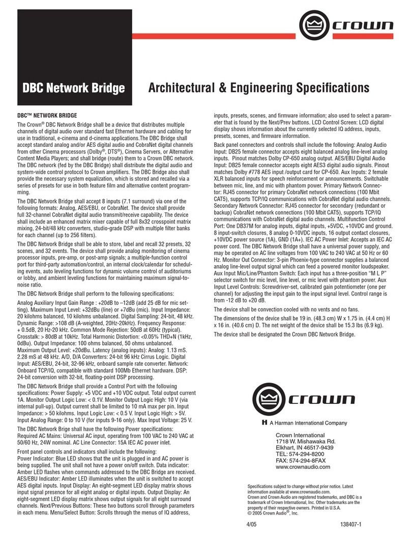 Crown DBC Specifications