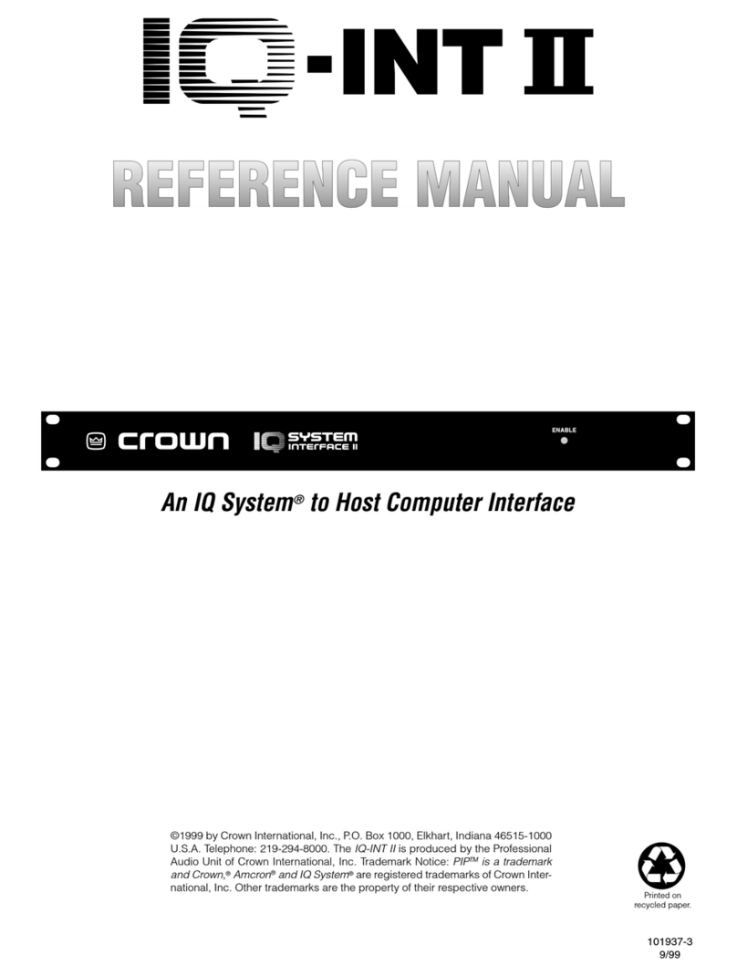 Crown Studio Reference II Reference manual Crown Studio Reference II Reference manual
