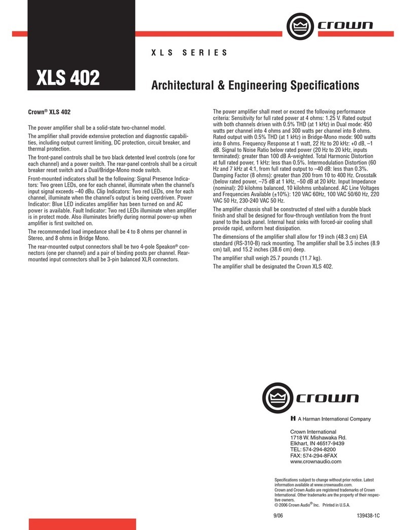 Crown XLS 402 User manual Crown XLS 402 User manual