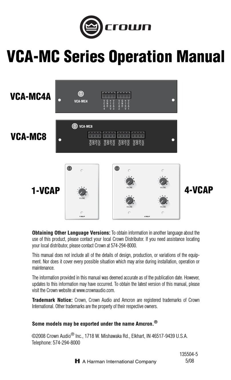 Crown VCA-MC4A User manual