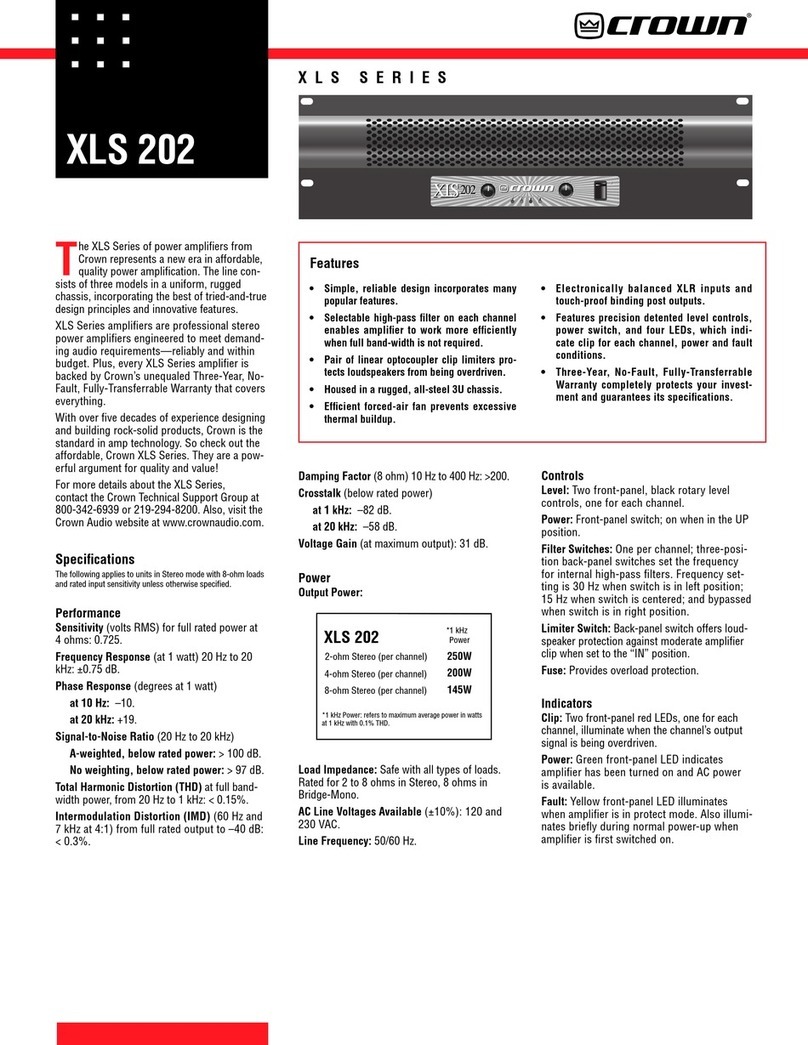 Crown XLS 202 Specifications