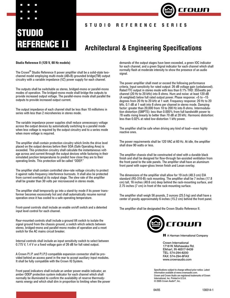 Crown Studio Reference II User manual