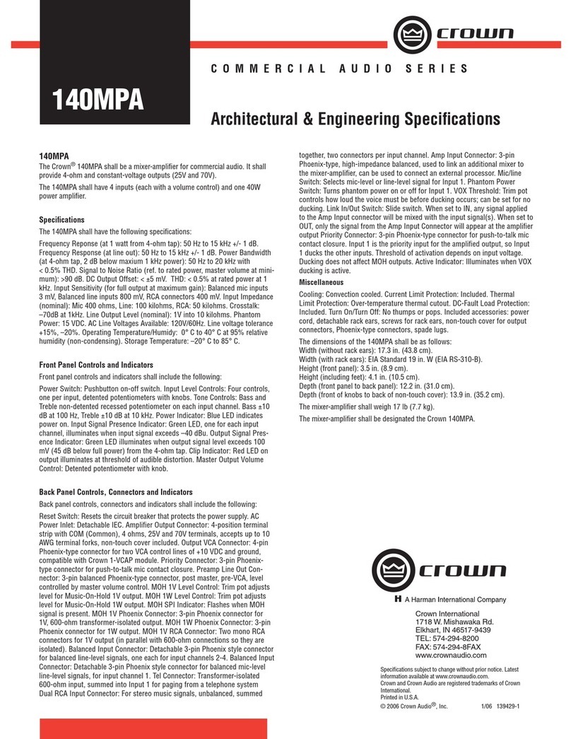 Crown 140MPA User manual Crown 140MPA User manual
