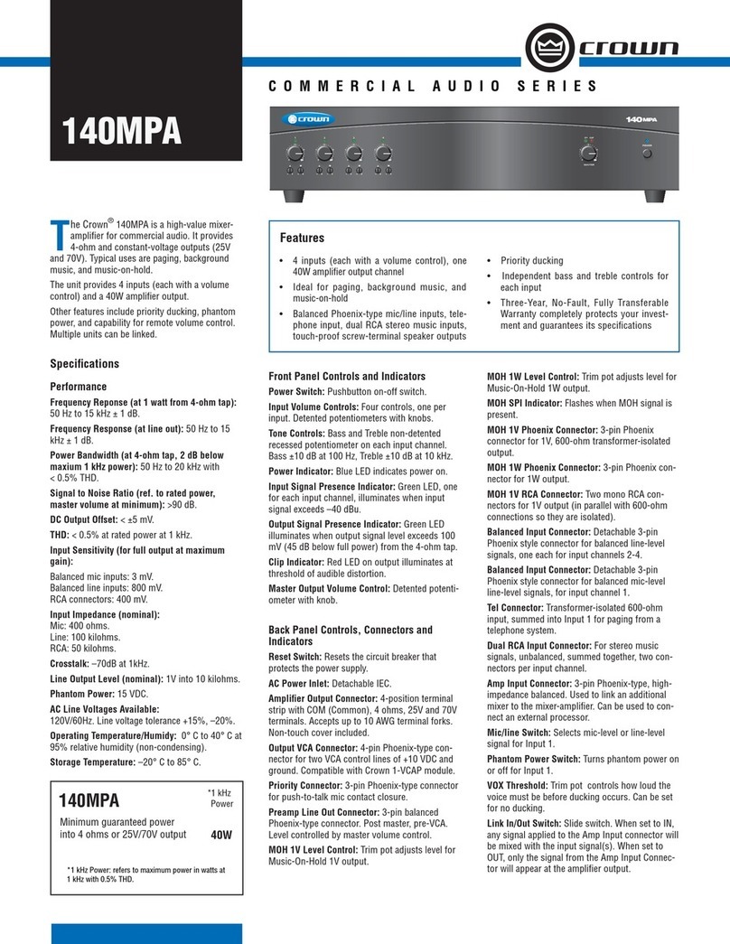 Crown 140MPA Specifications