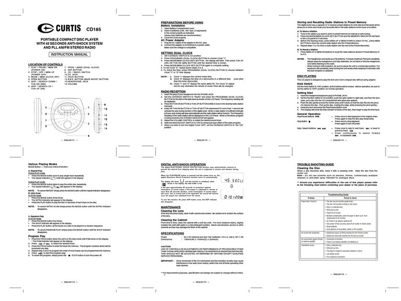 Curtis CD185 User manual
