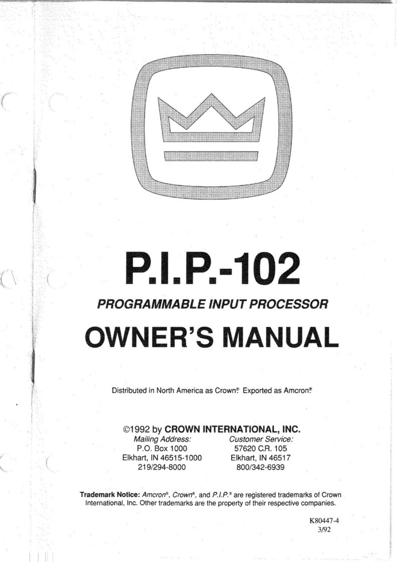 Crown P.I.P.-102 owner's manual
