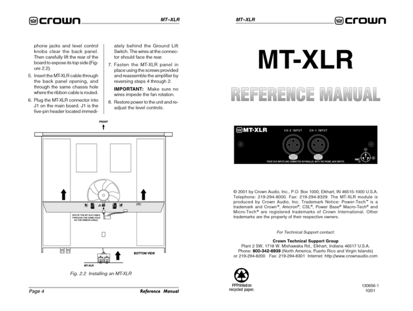 Crown MT-XLR Reference manual