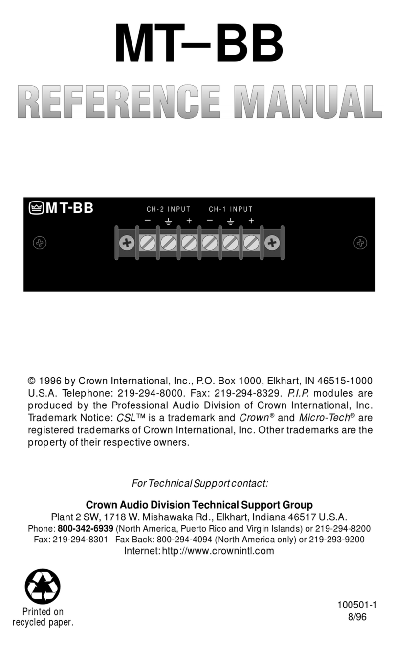 Crown MT-BB User manual Crown MT-BB User manual
