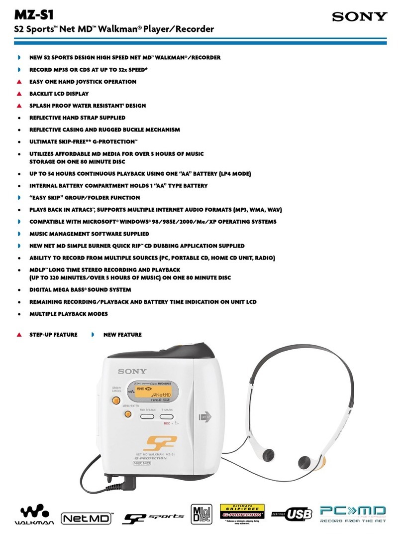Sony MZ-S1 SonicStage v1.5 Specifications