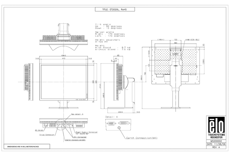 Elo TouchSystems 2020L Parts list manual