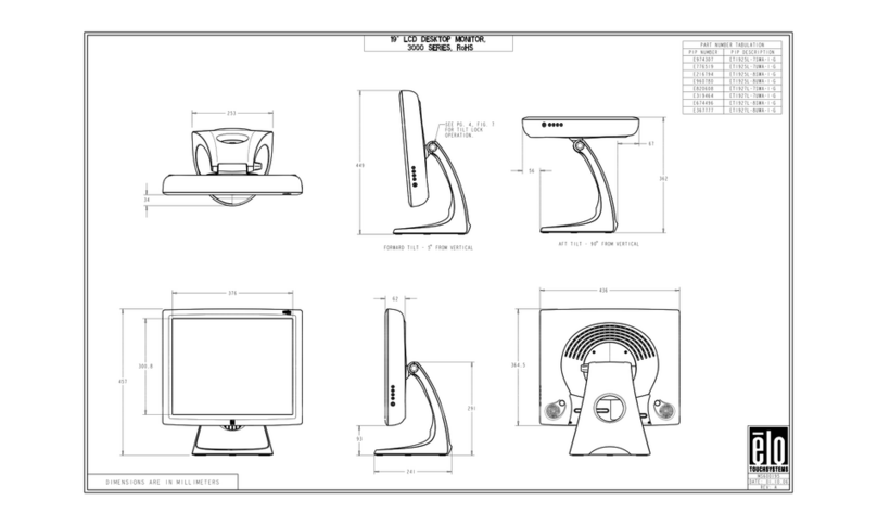 Elo TouchSystems Entuitive 1925L Series Parts list manual