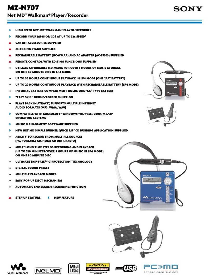 Sony MZ-N707 OpenMG Jukebox NOTES on installing &... User manual