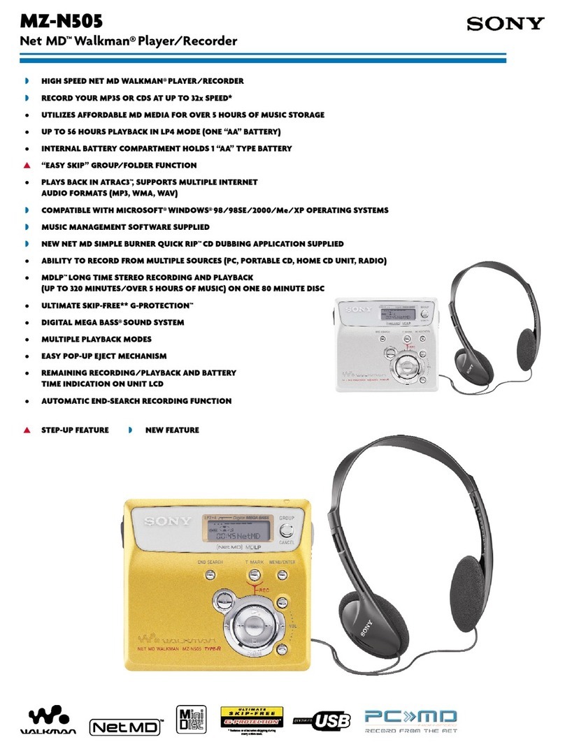 Sony MZ-N505 OpenMG Jukebox NOTES on installing &... User manual
