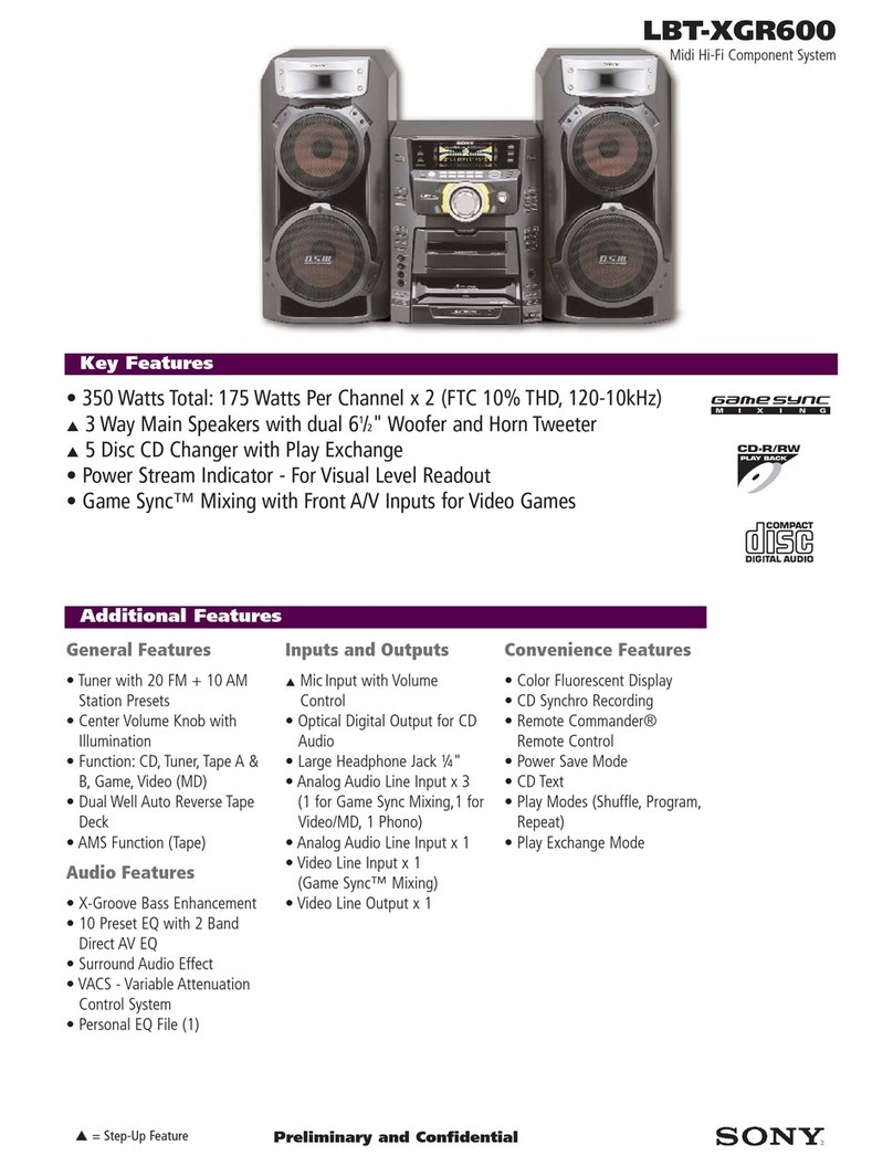 Sony LBT-XGR600 - Compact Hi-fi Stereo System Specifications