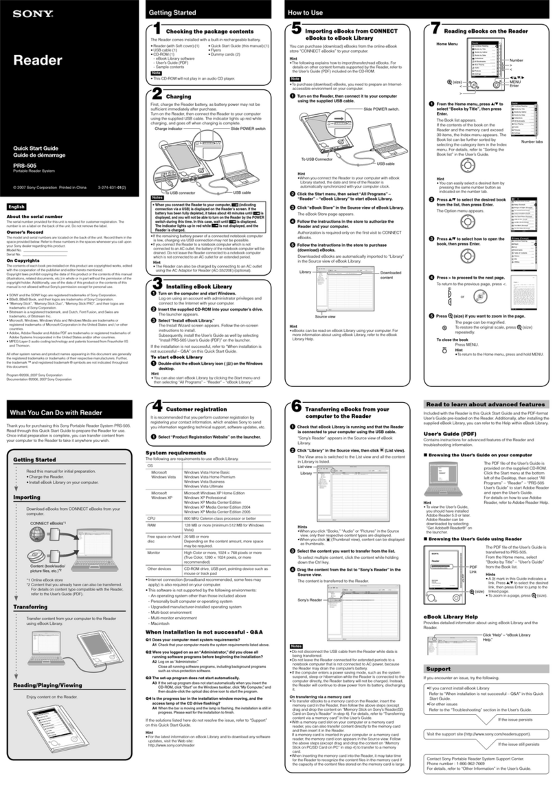 Sony PRS-505 User manual