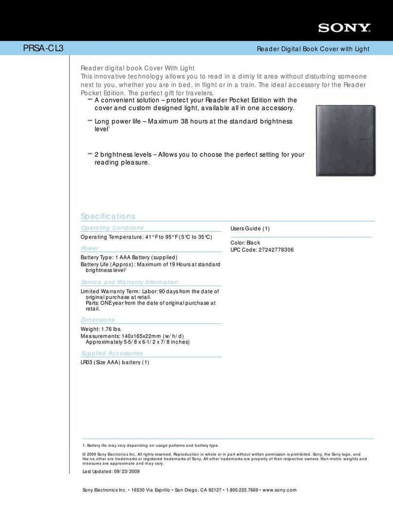 Sony PRSA-CL3 Marketing Specifications