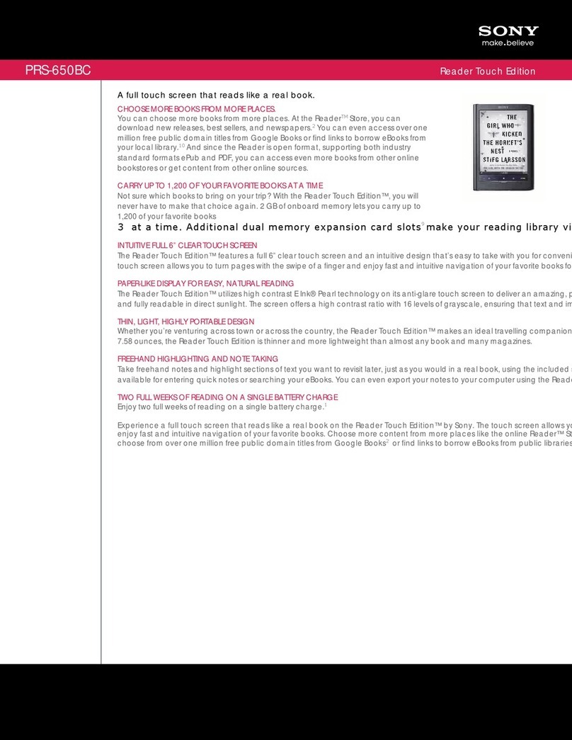 Sony PRS-650BC Marketing Specifications (Black) User manual