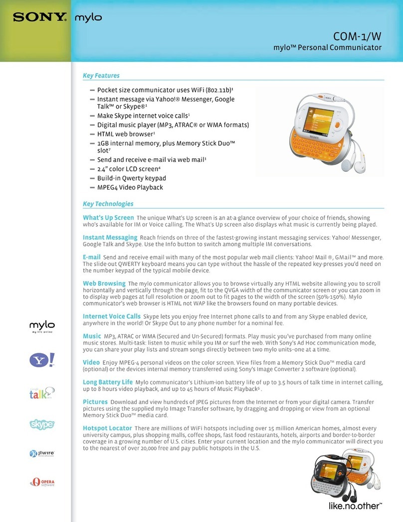 Sony COM-1/W - Mylo™ Personal Communicator User manual