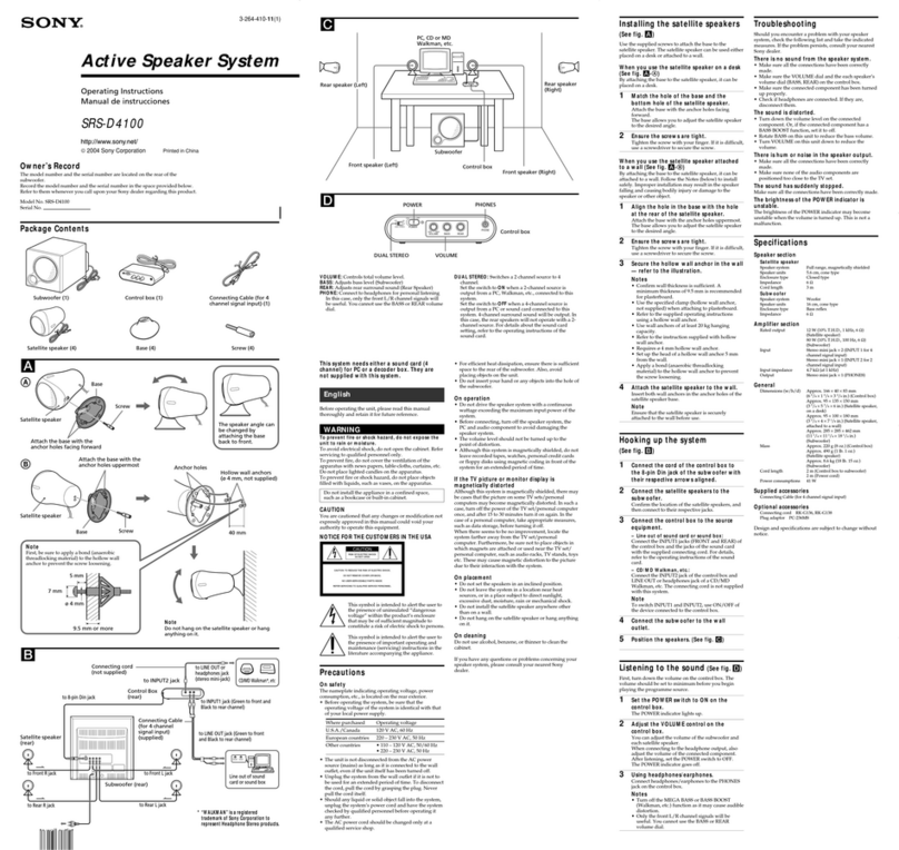 Sony SRS-D4100 Operating Instructions  (primary... User manual