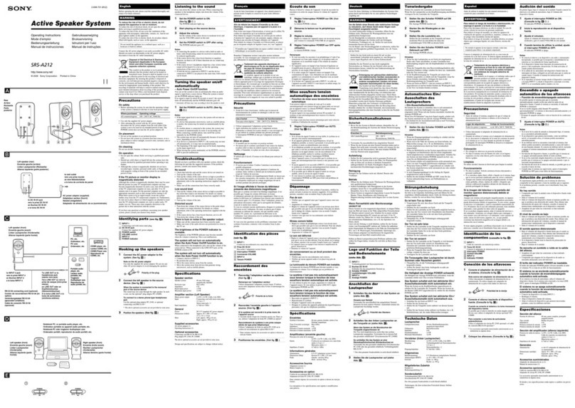 Sony SRS-A212 operating instructions
