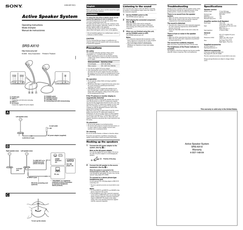 Sony SRS-AX10 operating instructions