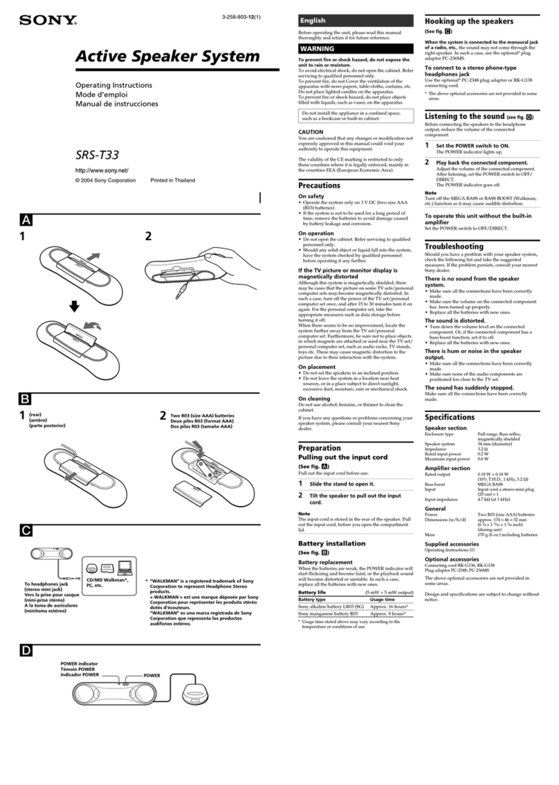 Sony SRS-T33 User manual