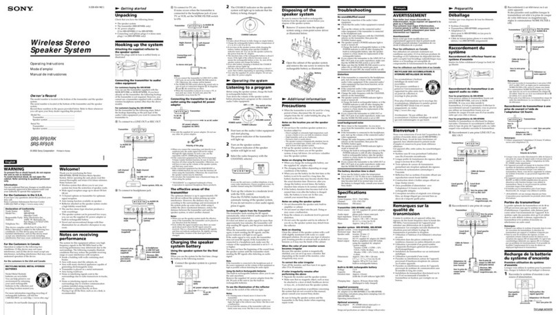 Sony SRS-RF90R operating instructions