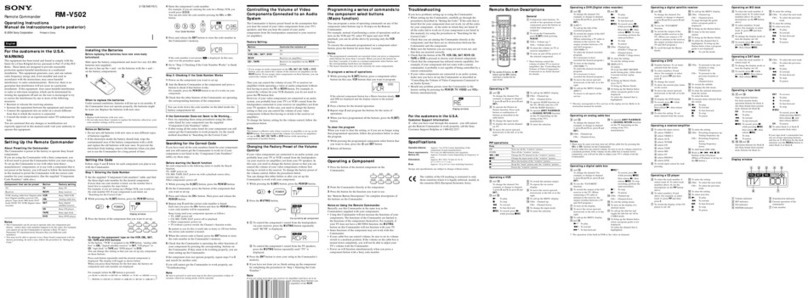 Sony RM-V502 Operating Instructions  (primary... operating instructions