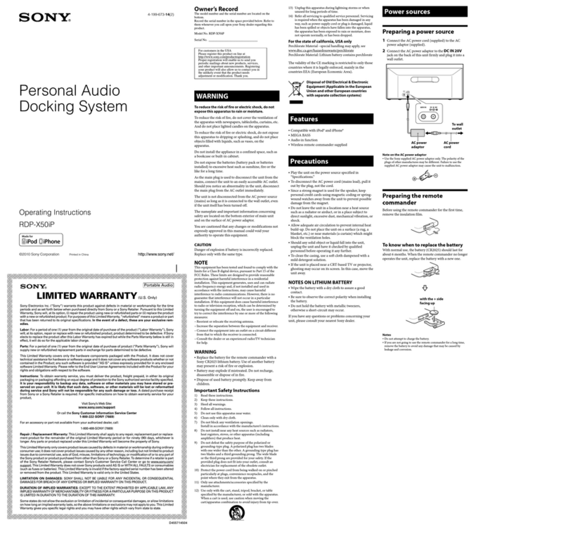 Sony RDP-X50iP User manual