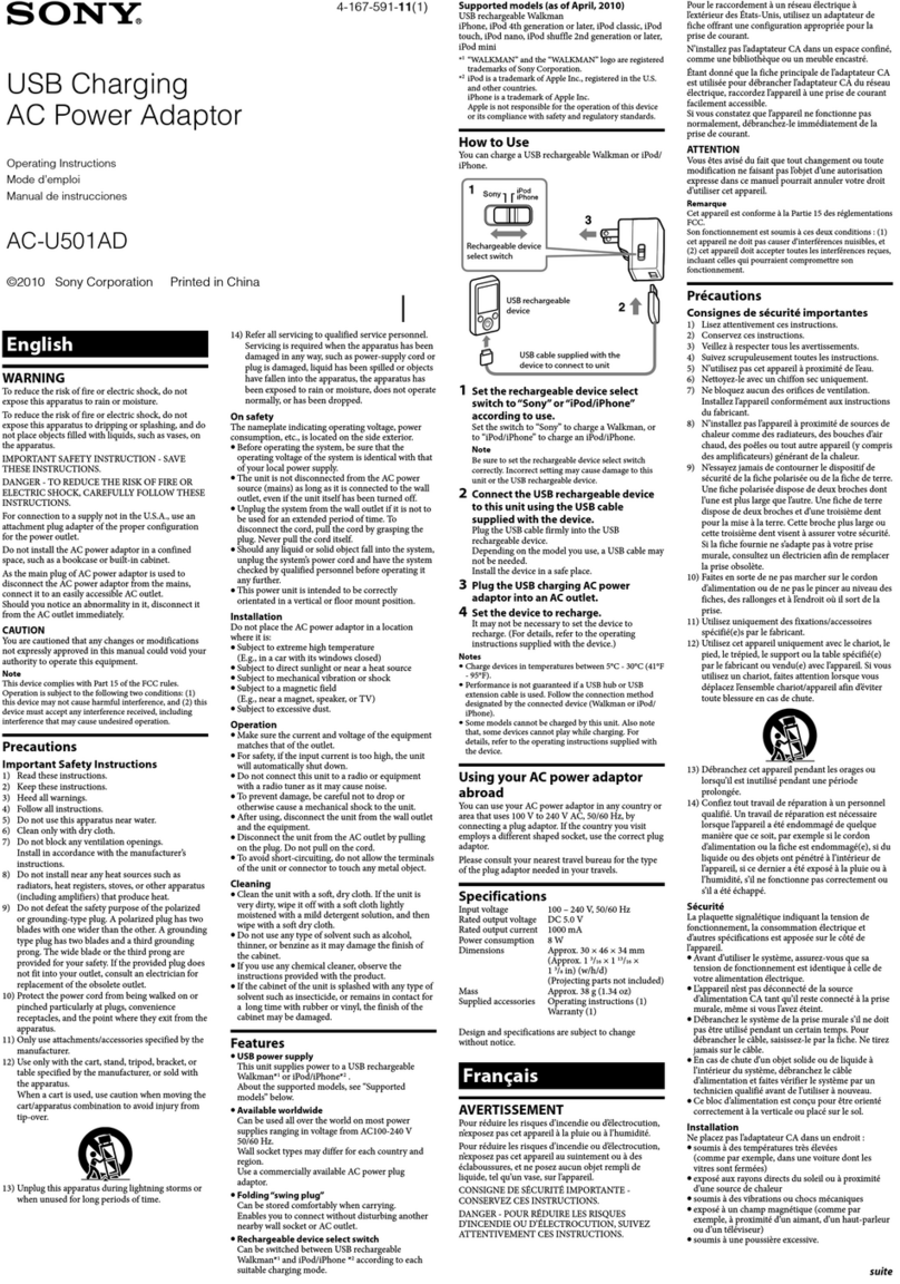 Sony AC-U501AD User manual