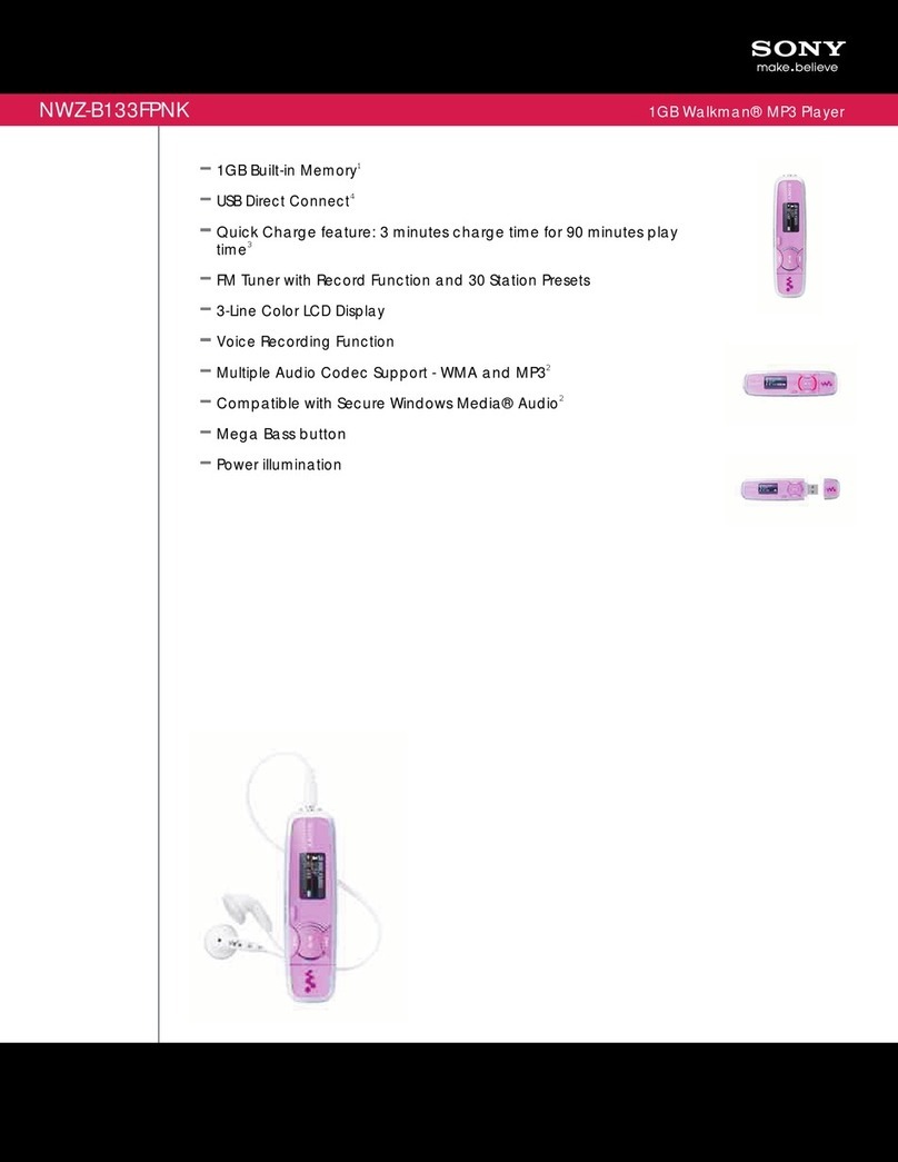 Sony Walkman NWZ-B133FPNK User manual