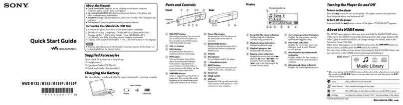 Sony Walkman NWZ-B133F User manual Sony Walkman NWZ-B133F User manual