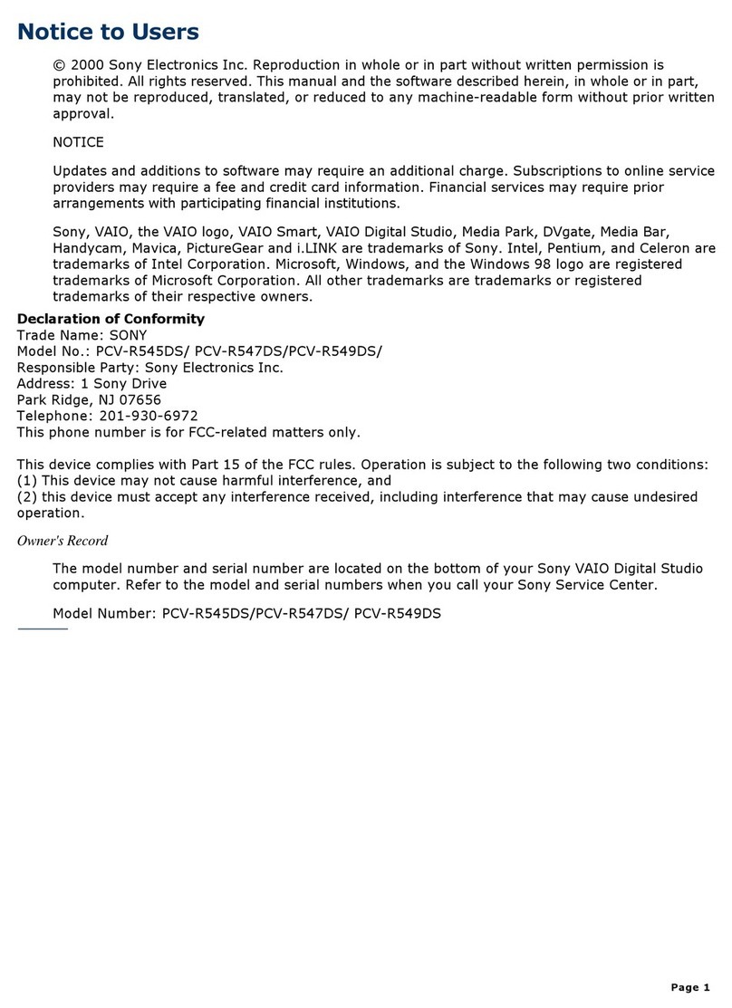 Sony PCV-R545DS VAIO Computer User Guide  (primary... User manual
