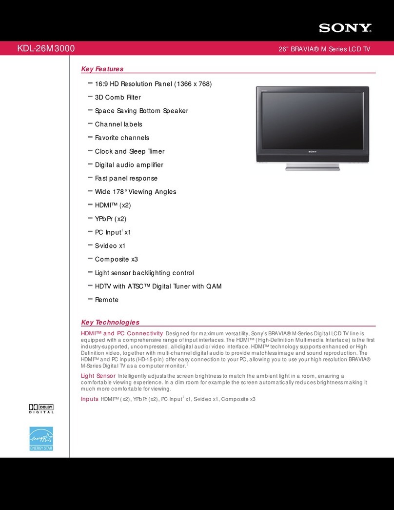 Sony KDL-26M3000 - 26" Bravia M-series Digital Lcd... User manual