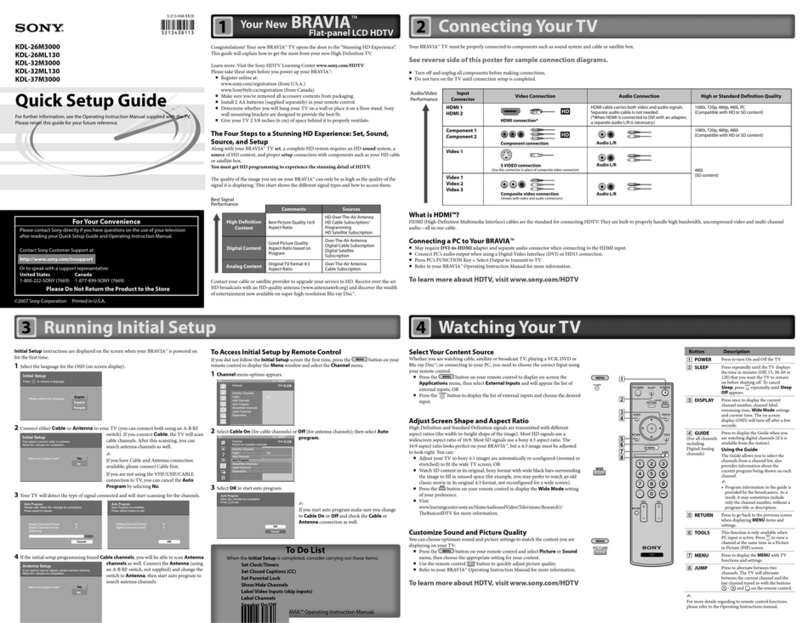 Sony KDL-26M3000 - 26" Bravia M-series Digital Lcd... User manual
