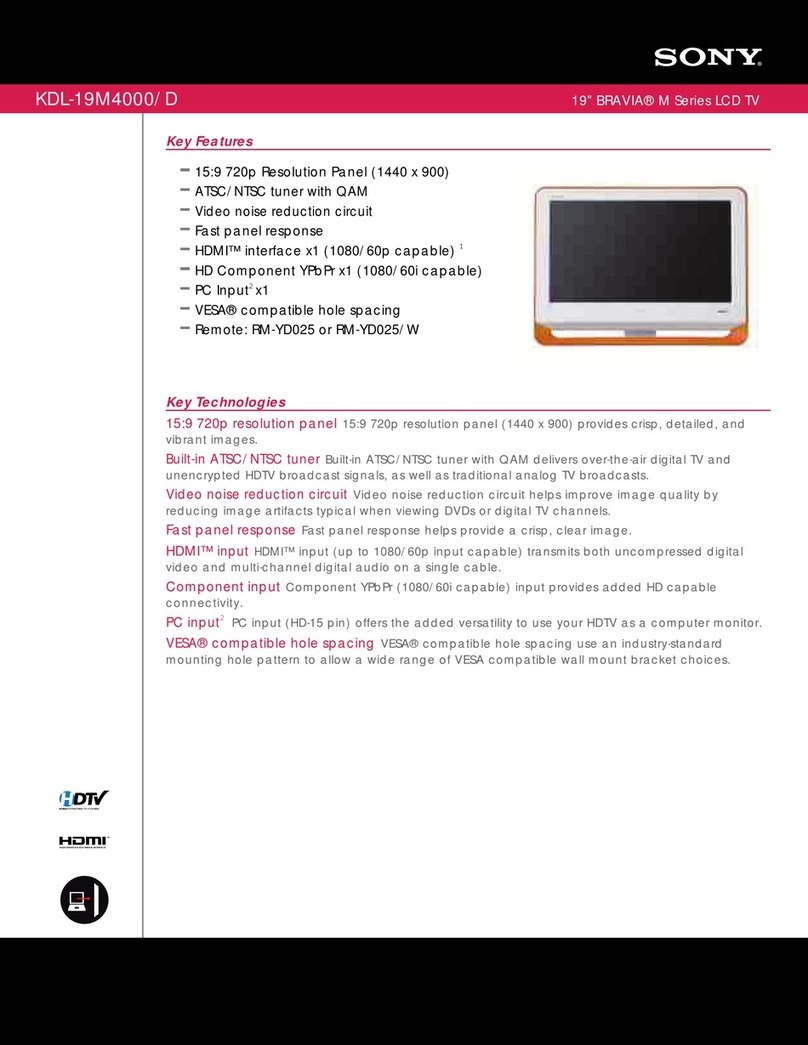 Sony KDL-19M4000/D - Bravia M Series Lcd... User manual