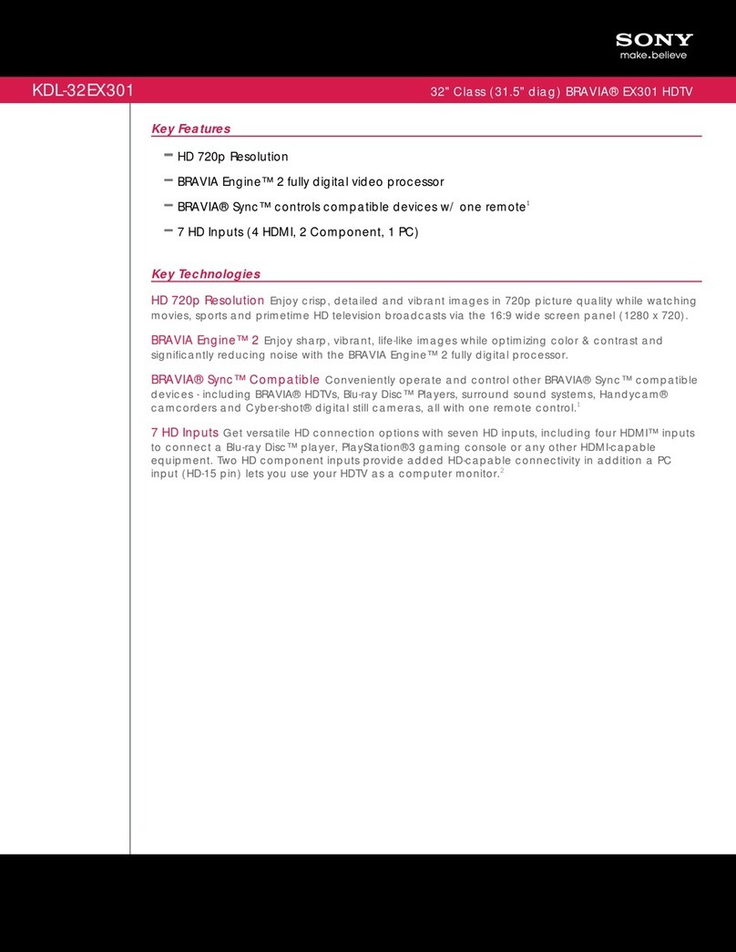 Sony KDL-32EX301 - 32" Class Bravia Ex301 Hdtv User manual
