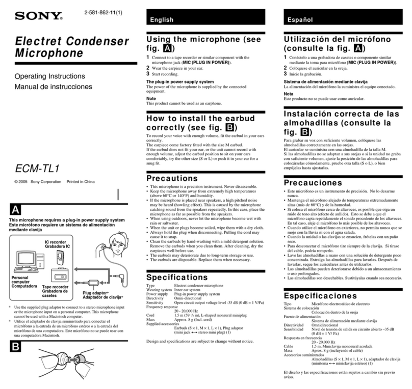 Sony ECM-TL1 User manual Sony ECM-TL1 User manual