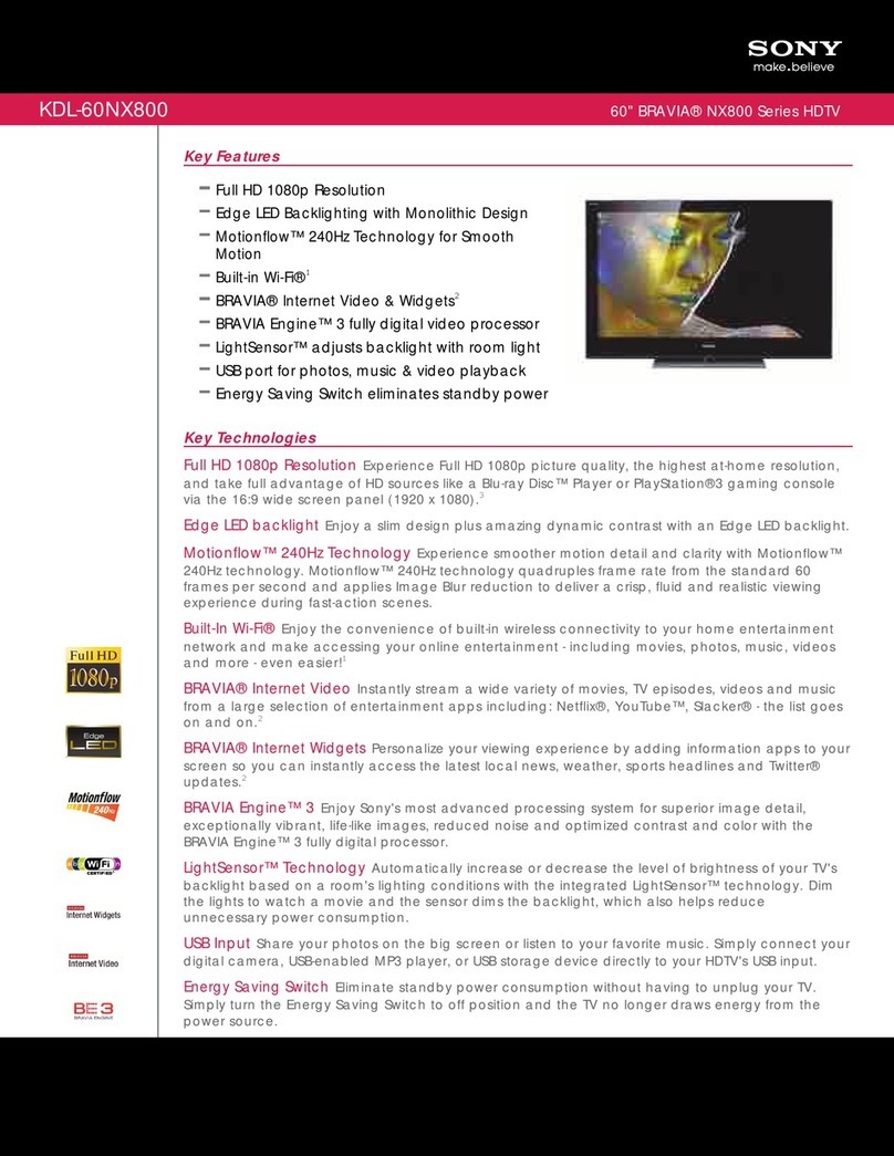Sony BRAVIA KDL-60NX800 Specifications