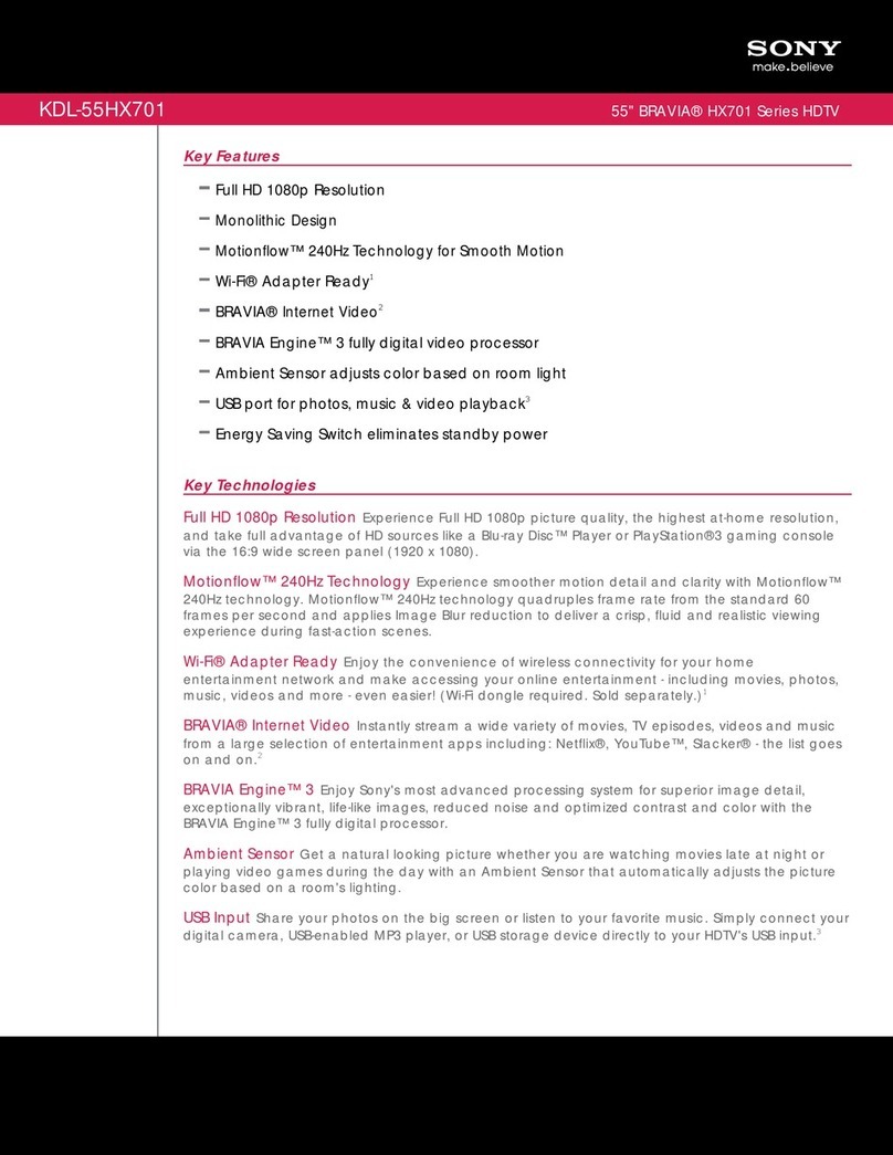 Sony Bravia KDL-55HX701 User manual