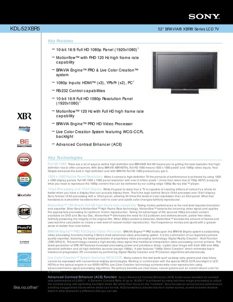 Sony BRAVIA KDL-52XBR5 User manual