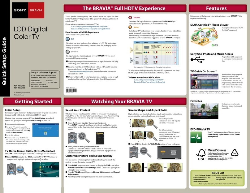 Sony KDL-40VL160 - 40" Bravia Vl Series Lcd Tv User manual